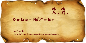 Kuntner Nándor névjegykártya